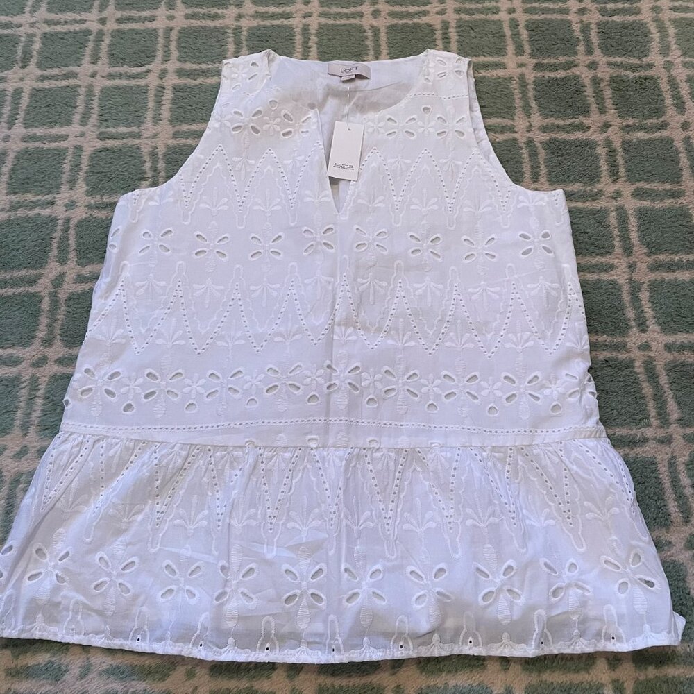 Loft sleeveless eyelet top XS